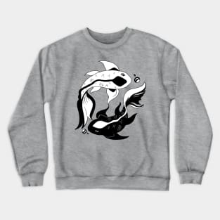 Black and White Yin and Yang Koi Fish Crewneck Sweatshirt